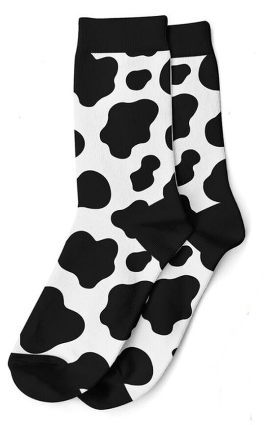 Meias estampadas Funny em polyester 35-42 manchas vaca