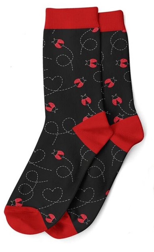Meias estampadas Funny em polyester 35-42 joaninhas
