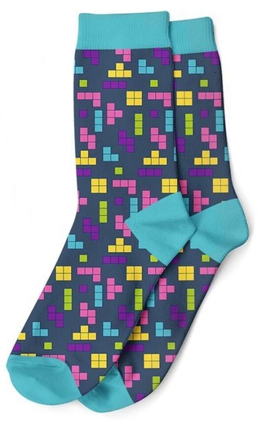 Meias estampadas Funny em polyester 35-42 jogo tetris