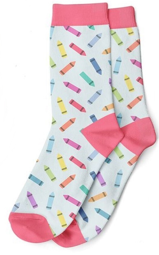 Meias estampadas Funny em polyester 35-42 lápis cera