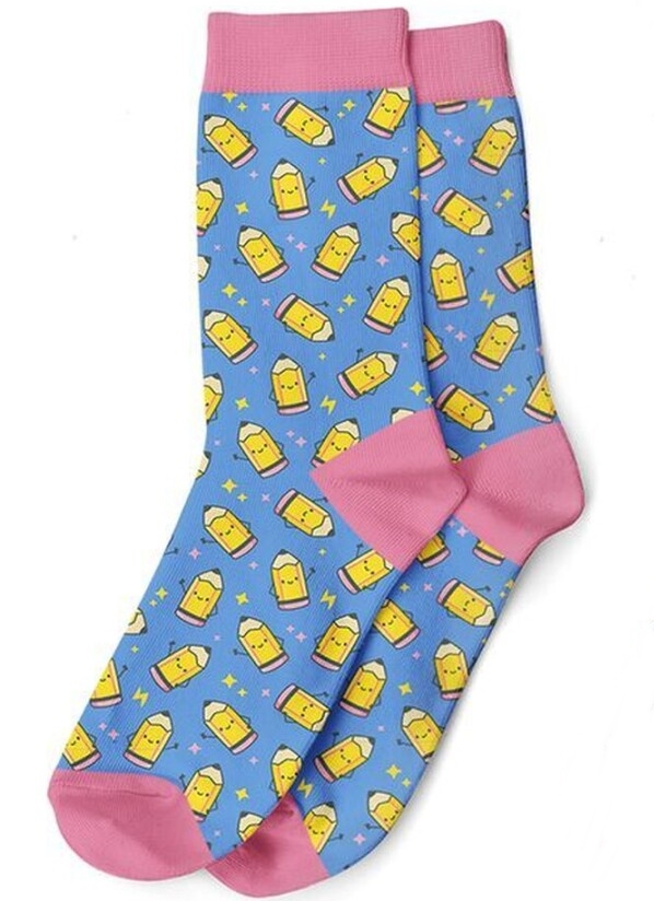 Meias estampadas Funny em polyester 35-42 lápis carvão