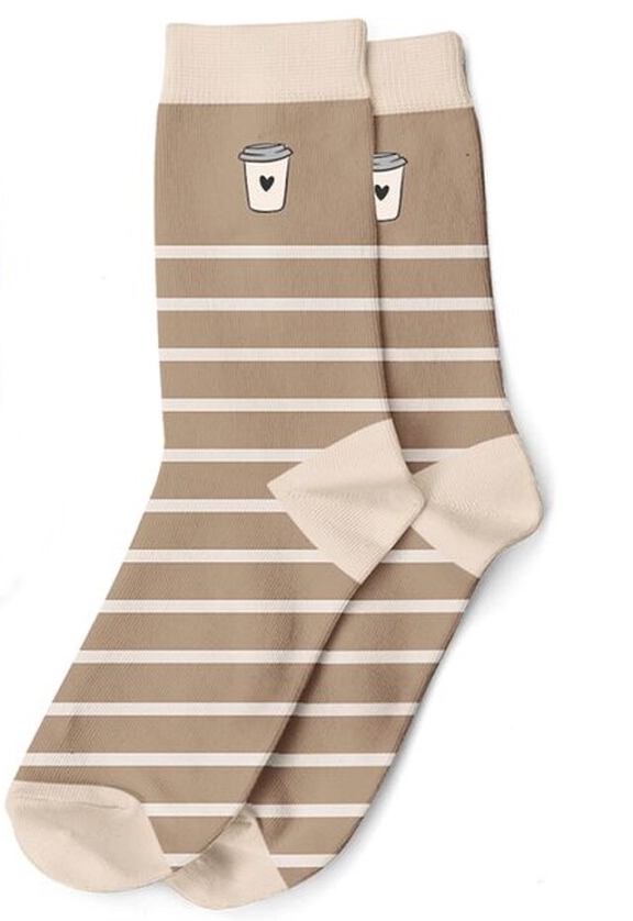 Meias estampadas Funny em polyester 35-42 copo bebida