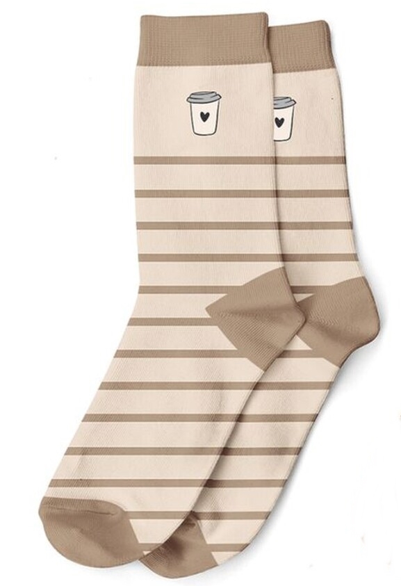 Meias estampadas Funny em polyester 35-42 copo bebida