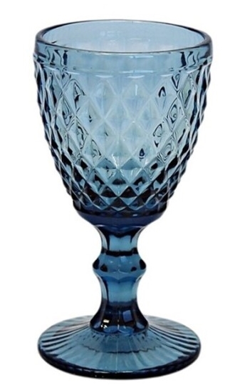 Copos pé alto em vidro Diamante 6x230ml azul