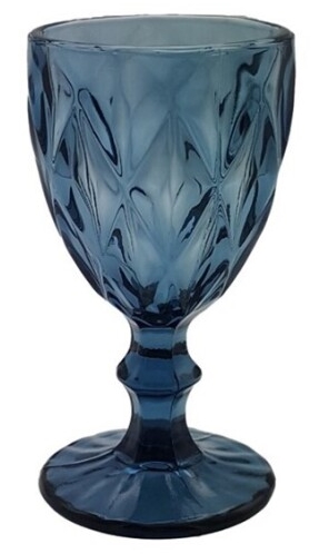 Copos pé alto em vidro Diamante 6x330ml azul