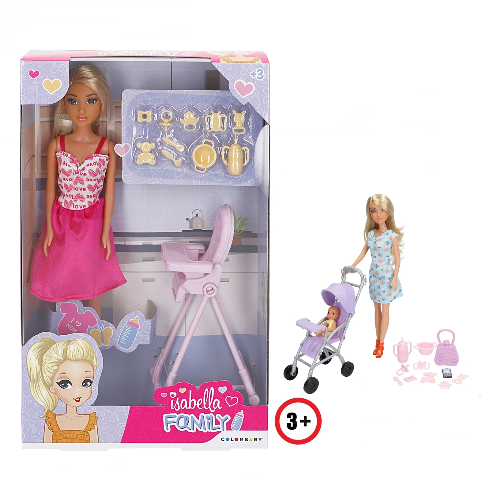Brinquedo boneca Isabella carro bebé