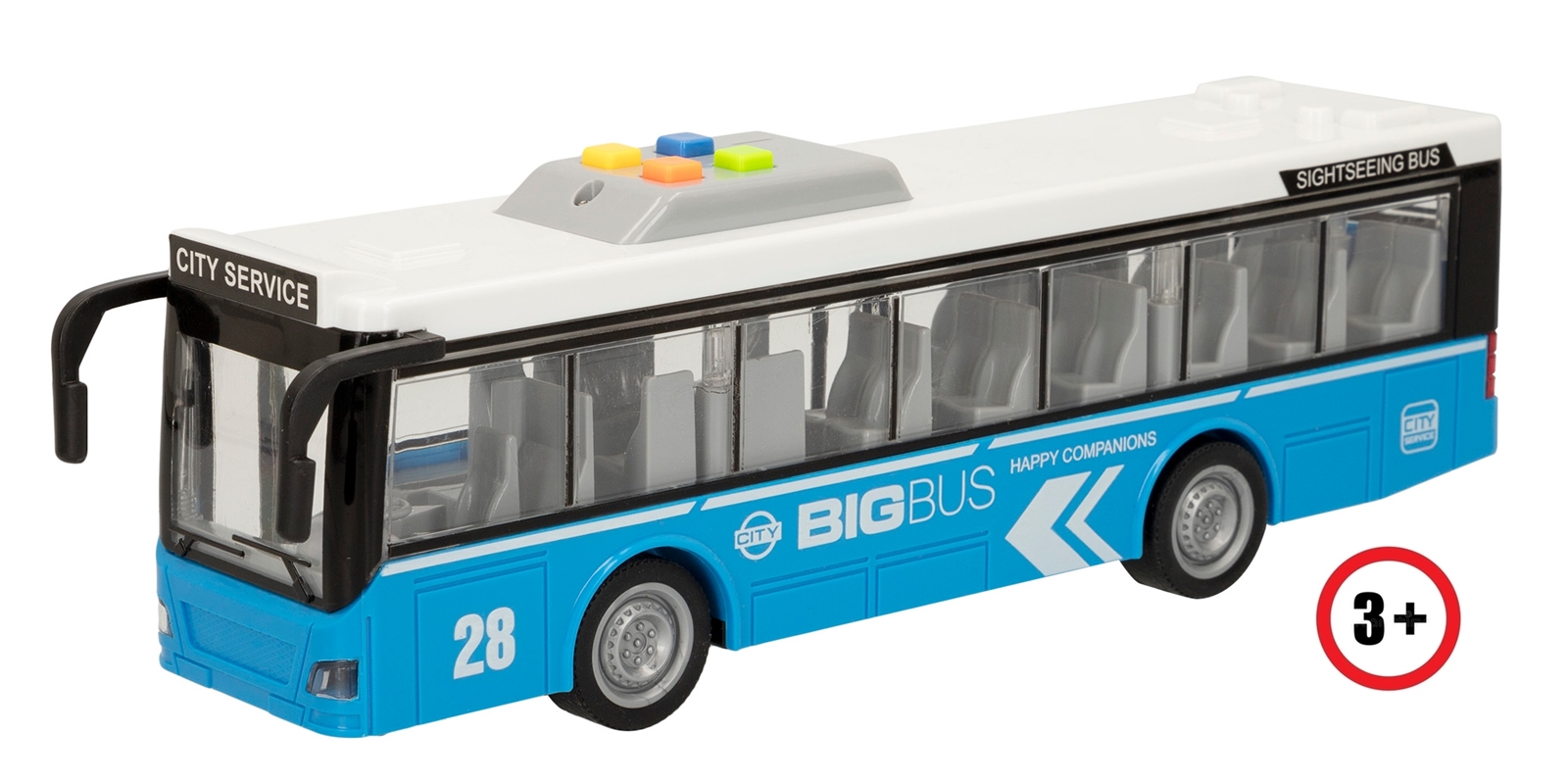 Brinquedo autocarro com som e luz 28cm