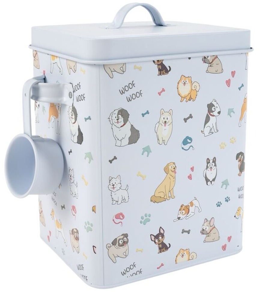 Recipiente comida cão com colher CL em metal 6L