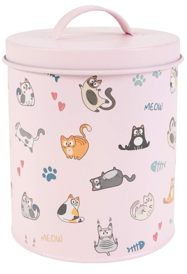 Recipiente comida gato com colher CL em metal 3L