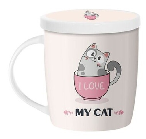 Caneca infusora em cerâmica com caixa CL - gatos 350ml