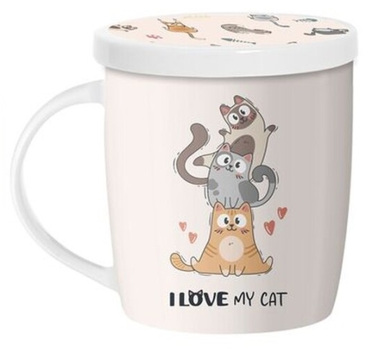 Caneca infusora em cerâmica com caixa CL - gatos 350ml