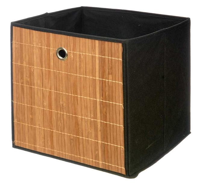 Cesto multiusos desdobrável em tela w bambu 33x33cm