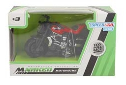 Brinquedo moto pull back Speed & go em metal - 10cm