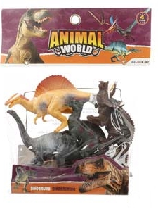 Brinquedo animais Dinossauros Animal World em bolsa - 4x12cm