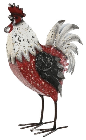 Galo decorativo em metal - 26x11cm