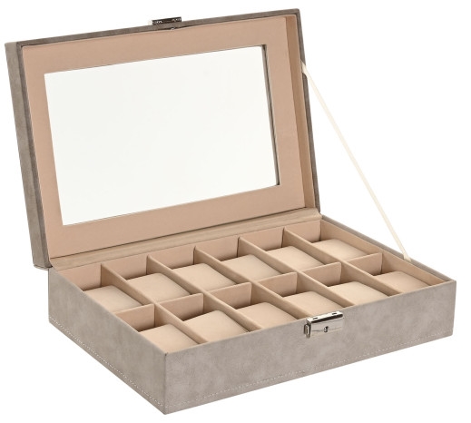 caixa relógios Item em nobuck e tecido - 30x20cm