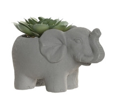 Figura decorativa mesa - Elefante planta cerâmica 8x11cm