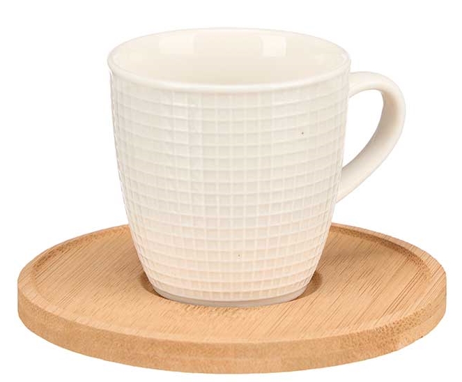 Chávenas café em cerâmica com pires em bambu Kinvara 6x90ml - Image 2