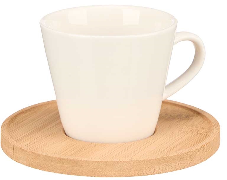 Chávenas café em cerâmica com pires em bambu Kinvara 6x90ml - Image 2