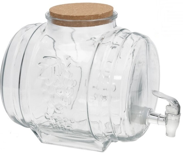 Dispensor água com torneira barril em vidro 5000ml