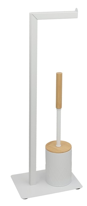 Suporte papel higiénico + piaçaba em metal bambu