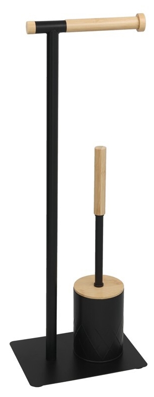 Suporte papel higiénico + piaçaba em metal bambu