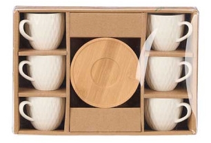 Chávenas café Vivalto em cerâmica e bambu com caixa 6x90ml