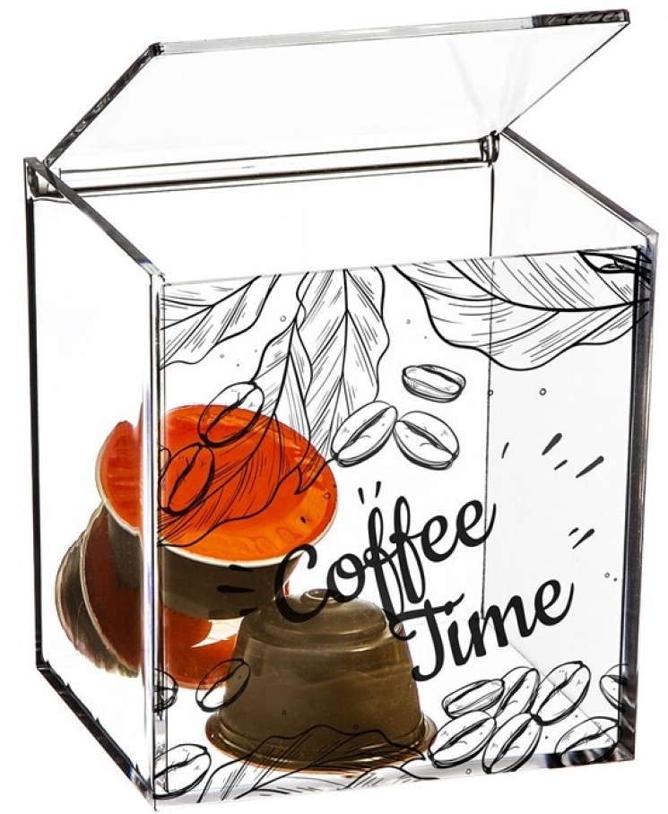 Caixa capsulas café Nahuel em acrílico 13cm