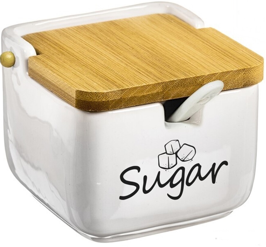 Açucareiro colher Nauel em cerâmica e bambu 10cm