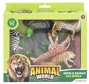 Brinquedo animais Animal World animal selva 12 peças (+3anos)