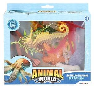 Brinquedo animais Animal World animais oceano 12 peças (+3anos)