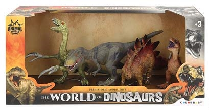 Brinquedo animais Animal World dinossauros 4 peças (+3anos)