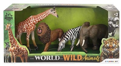 Brinquedo animais Animal World animais selva em boião 4 unds (+3anos)