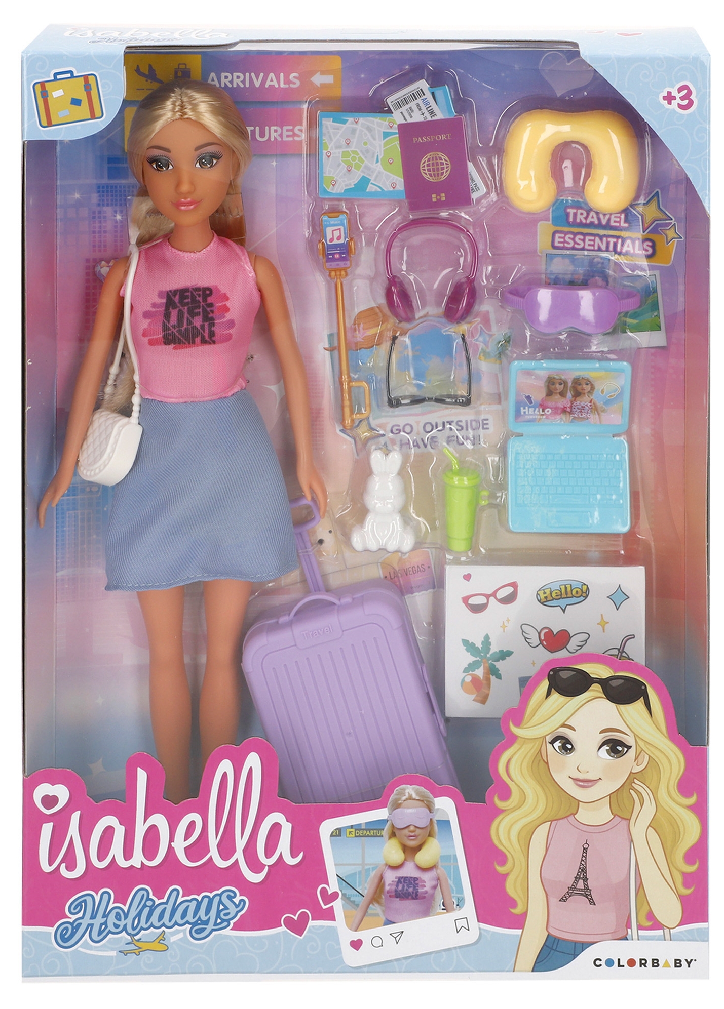 Brinquedo boneca Isabella viajante