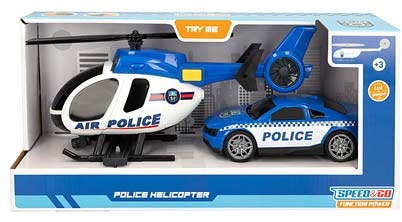 Brinquedo helicóptero e carro de policia com som e luz