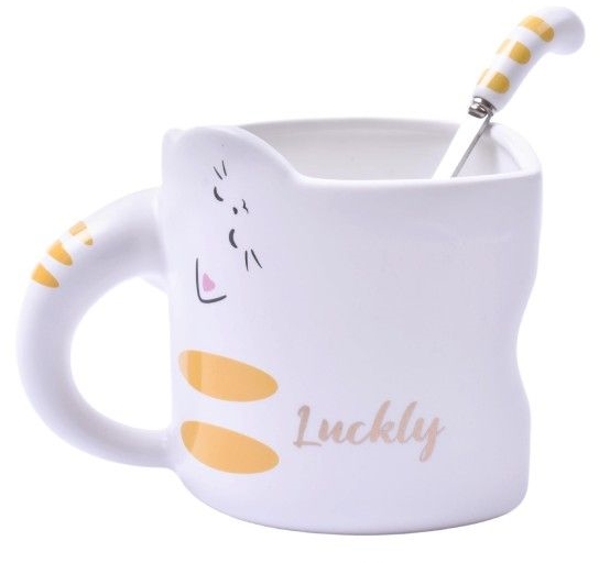 Caneca colher SK cerâmica Gato - 350ml