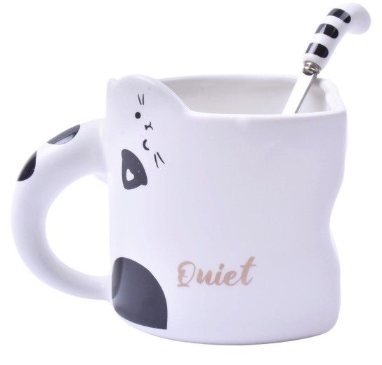 Caneca colher SK cerâmica Gato - 350ml