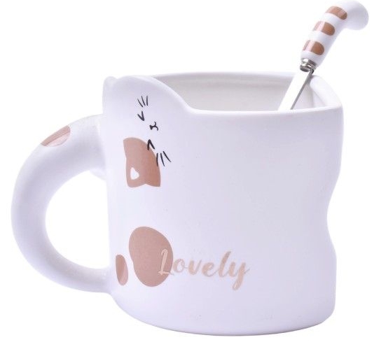 Caneca colher SK cerâmica Gato - 350ml