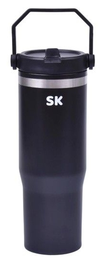 Garrafa Sport térmica SK em metal com palha e pega 940ml