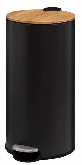 Balde cozinha pedal Urban Living 30L em metal e bambu