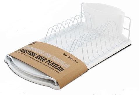 Escorredor loiça tabuleiro Urban Living em metal e plástico 48x27x11cm