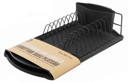 Escorredor loiça tabuleiro Urban Living em metal e plástico 48x27x11cm