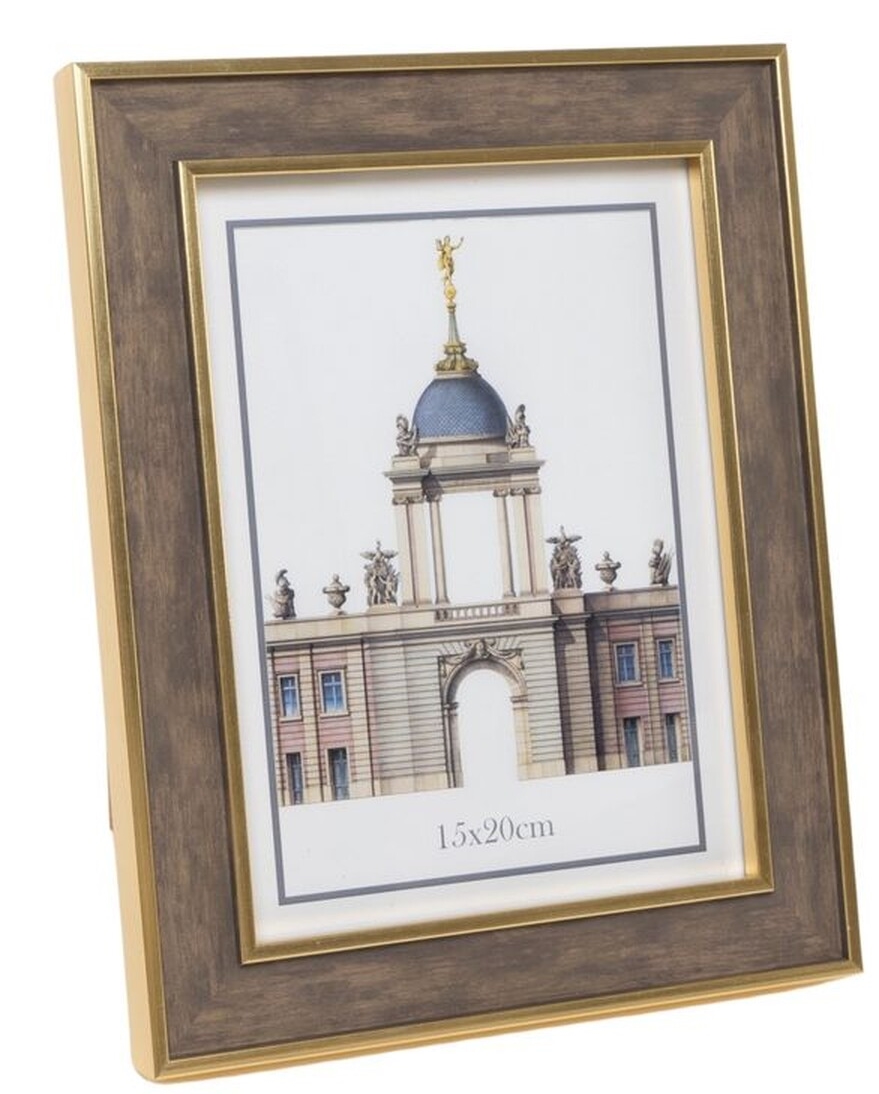 Moldura CL 15x20cm em madeira bicolor - Castanho e bege