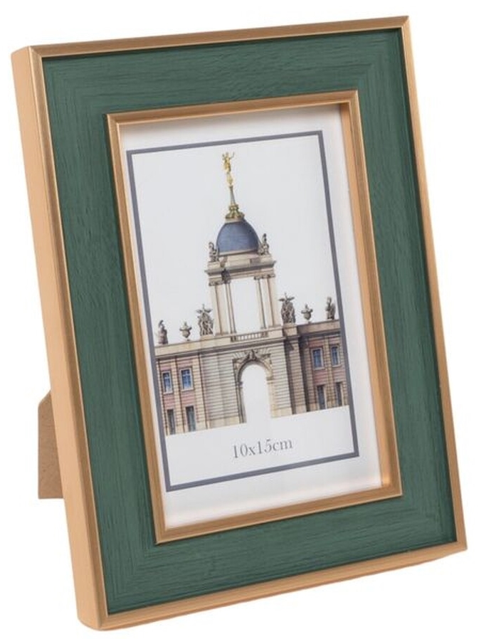 Moldura CL 10x15cm em madeira bicolor - Verde e bege